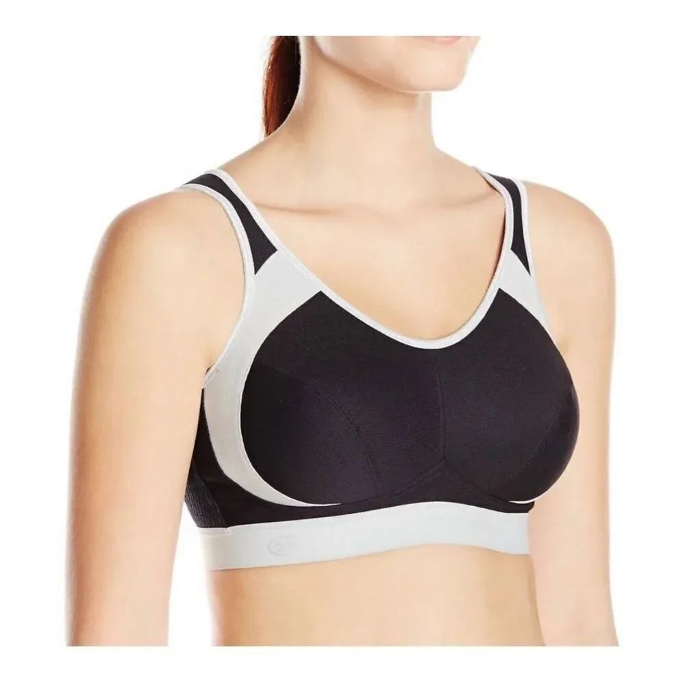 ANITA maximum control wire-free sports bra in black/grey Cup D